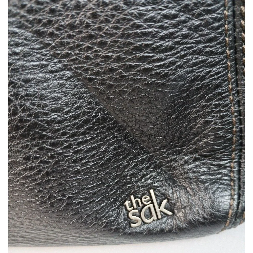 The Sak Black Pebbled Leather Purse Double Handle Tote Shoulder‎ Bag SOFT